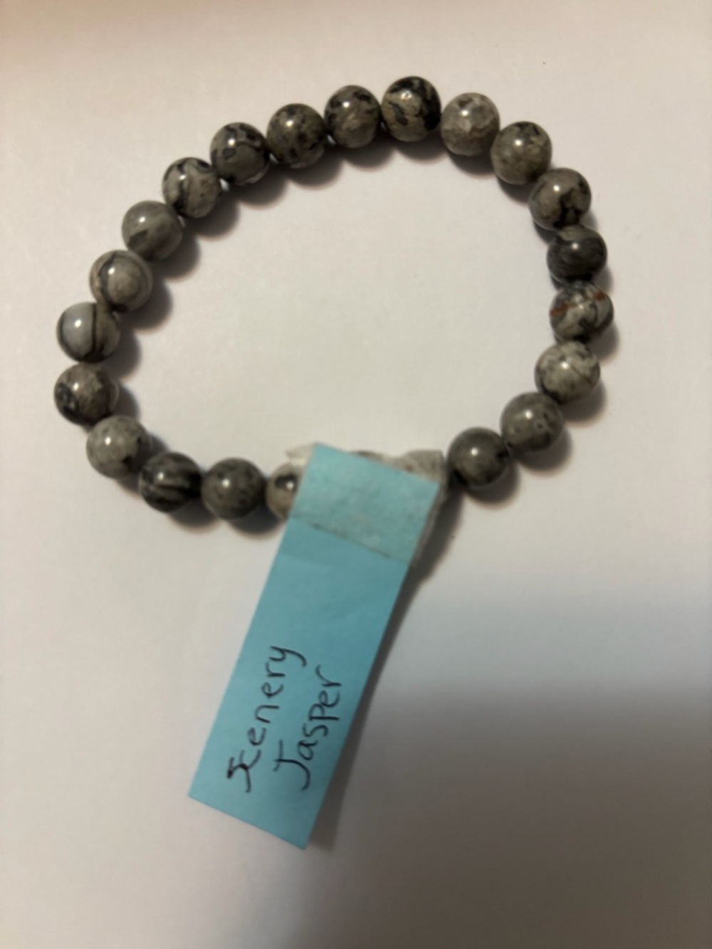 Gray Zebra Jasper Beaded Stretch Bracelet